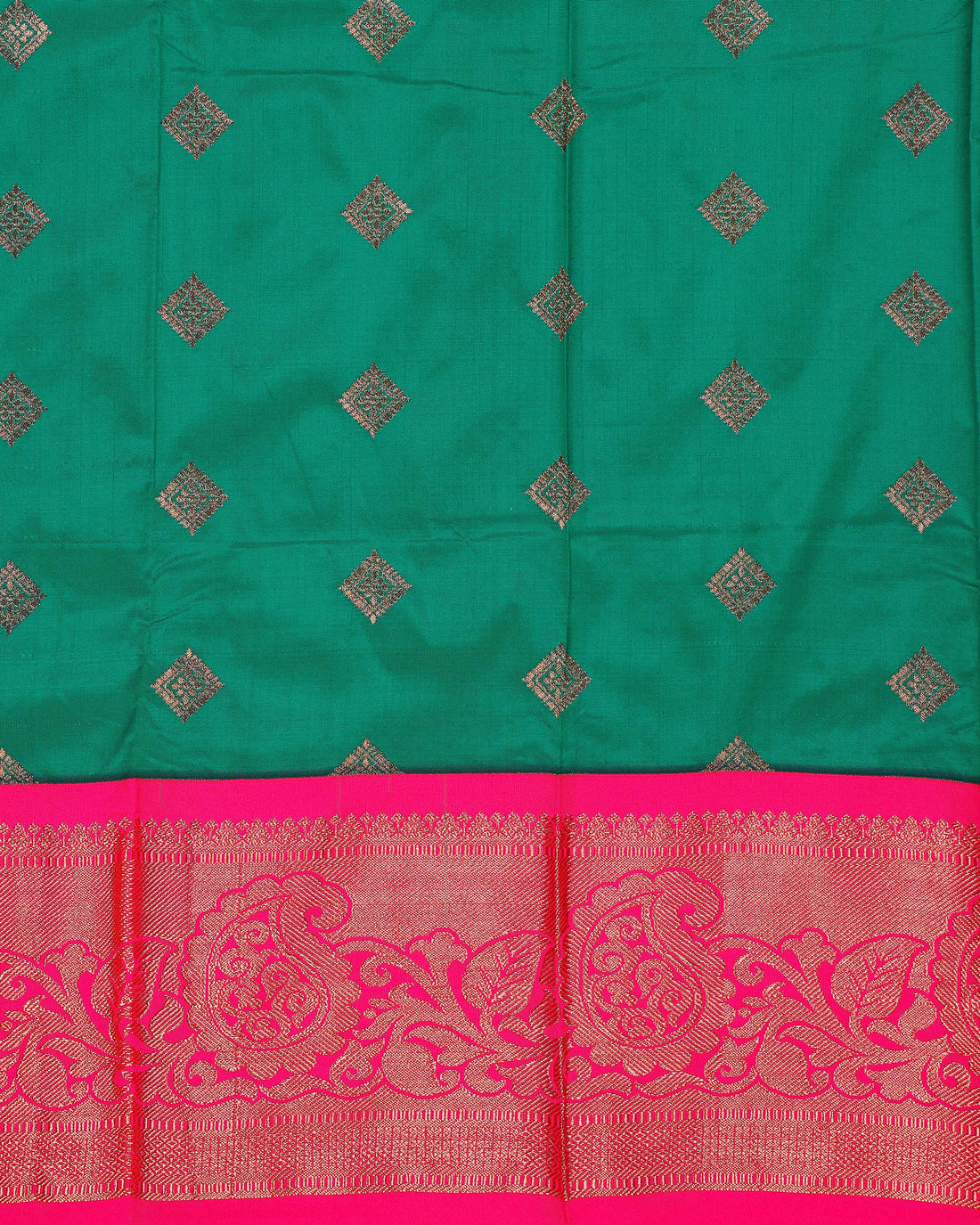 Traditional Pattu Pavadai Material with Intricate Zari Work - Green