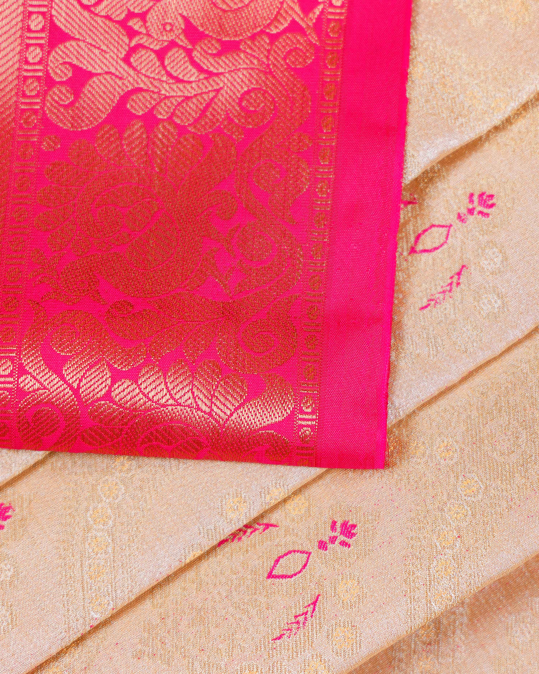 Traditional Handloom Kids Pattu Pavadai Material with Intricate Zari Weave - Sandal