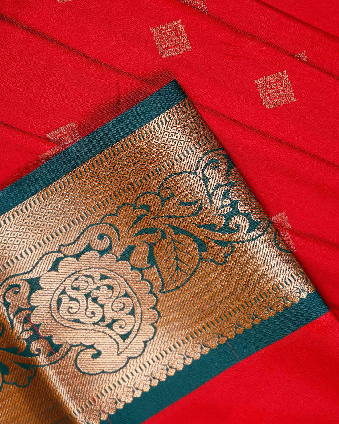 Traditional Kids Pattu Pavadai Material with Intricate Zari Border and Butta Weave - Red