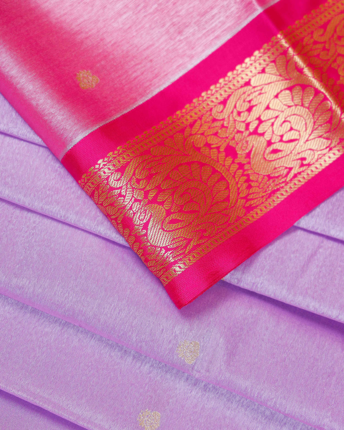 Traditional Kids Pattu Pavadai Material with Traditional Zari Brocade - Lavender