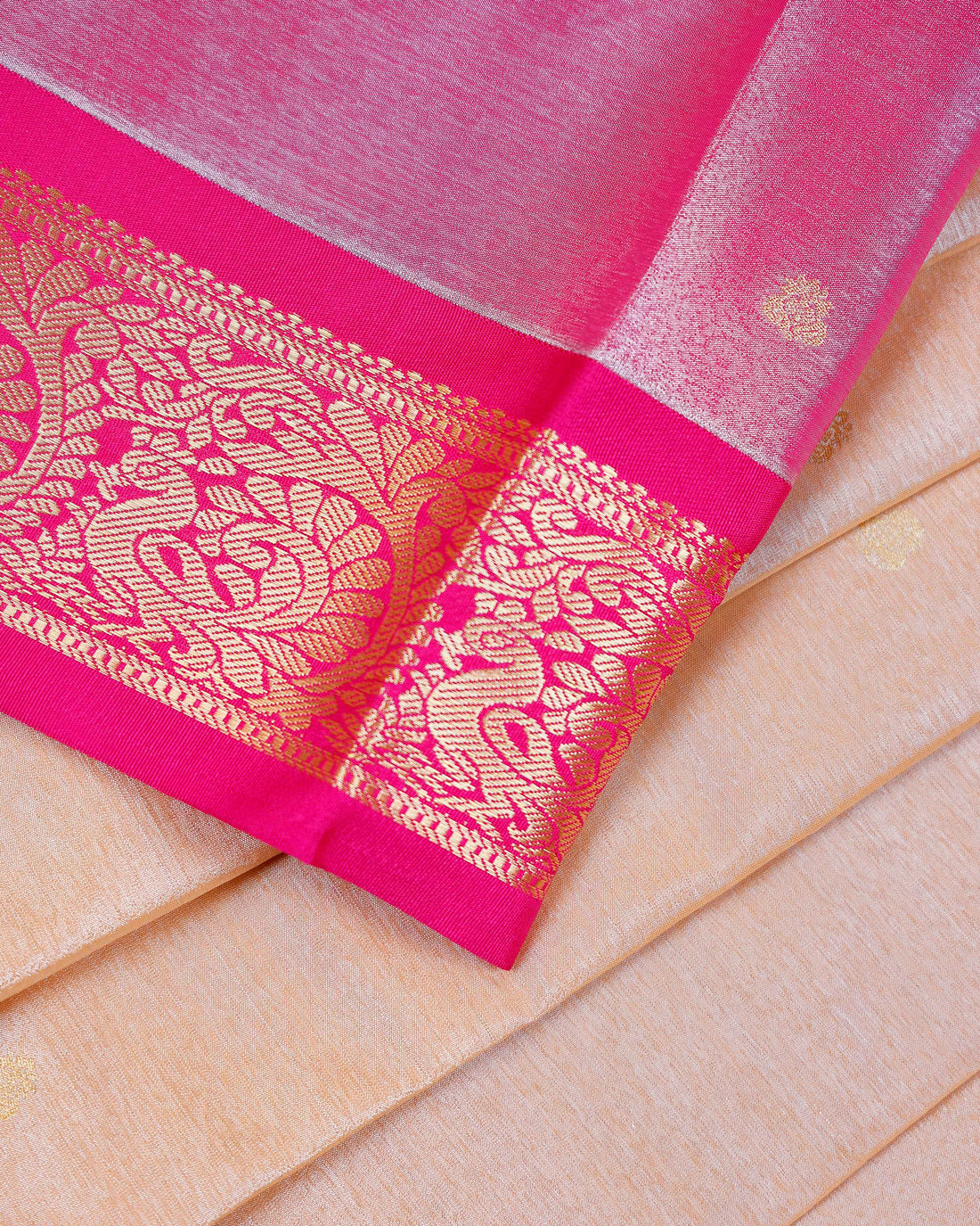 Traditional Kids Pattu Pavadai Material with Traditional Zari Brocade - Sandal