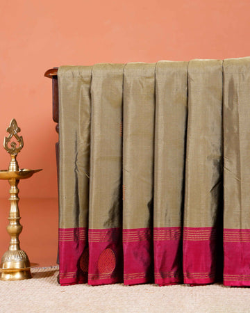 Exquisite Handloom Soft Silk Saree with Zari Woven Border and Pallu - Olive Green