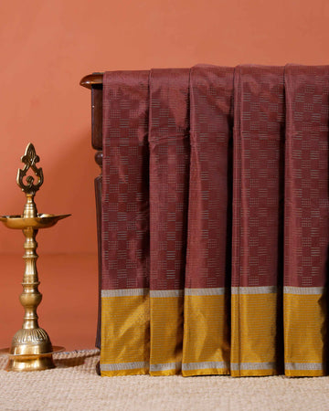 Exquisite Soft Silk Saree with Intricate Zari Motifs and Rich Border - Dark Brown