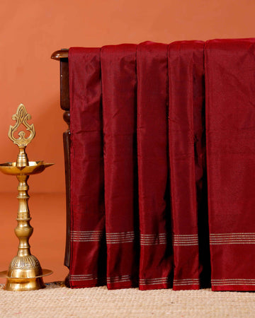 Elegant Handloom Soft Silk Saree with Intricate Zari Border - Maroon