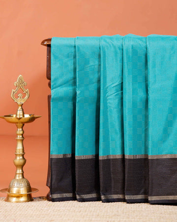 Elegant Handloom Soft Silk Saree with Zari Woven Border - Sky Blue