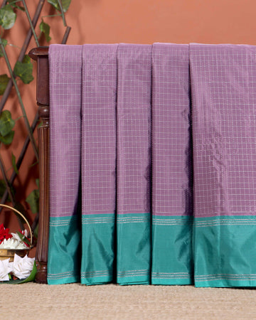 Classic Checks Soft Silk Saree with Intricate Weave Border - Light Purple