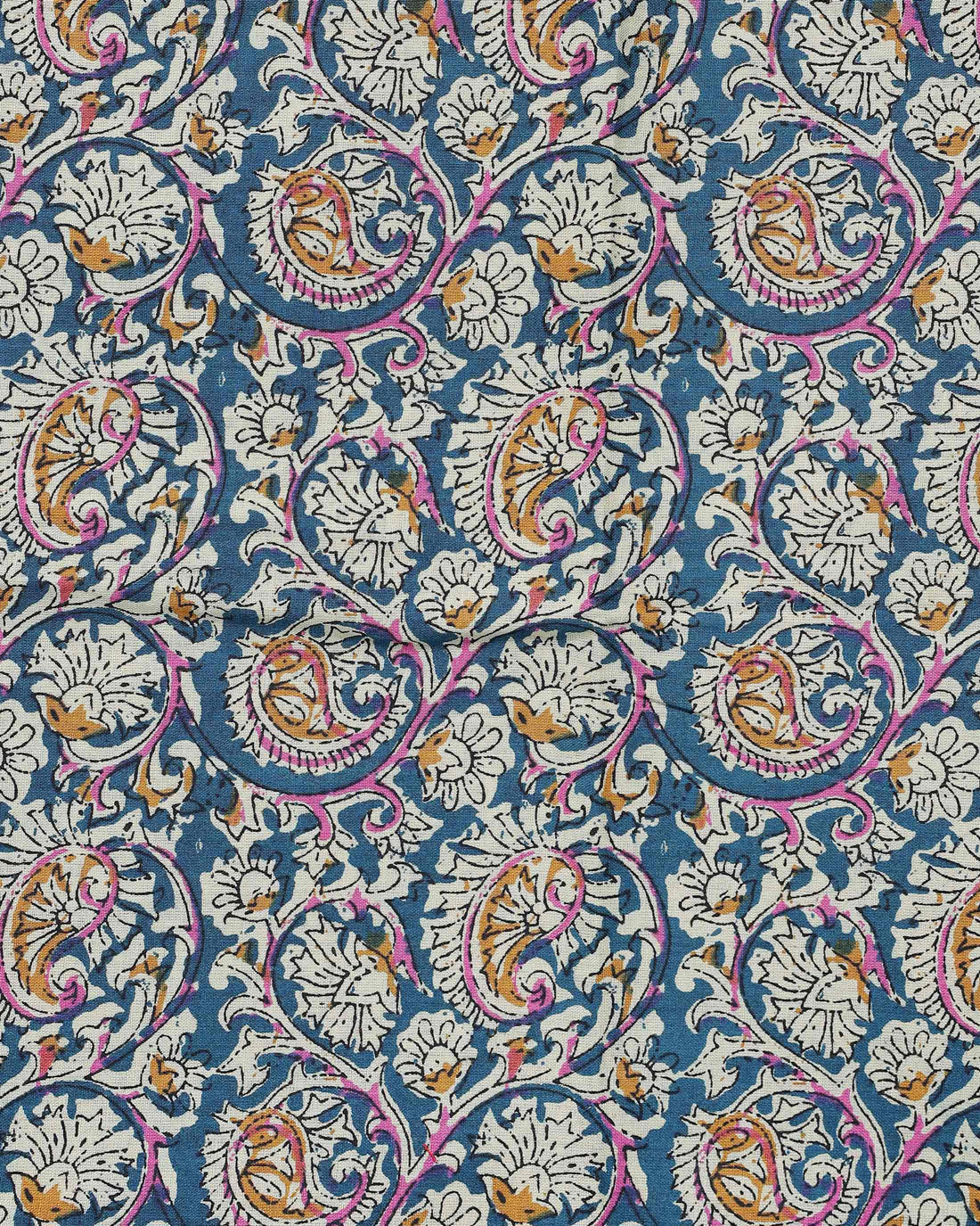 Handloom Khadi Cotton Saree with Contrast Printed Blouse and Tassel Accents - Teal