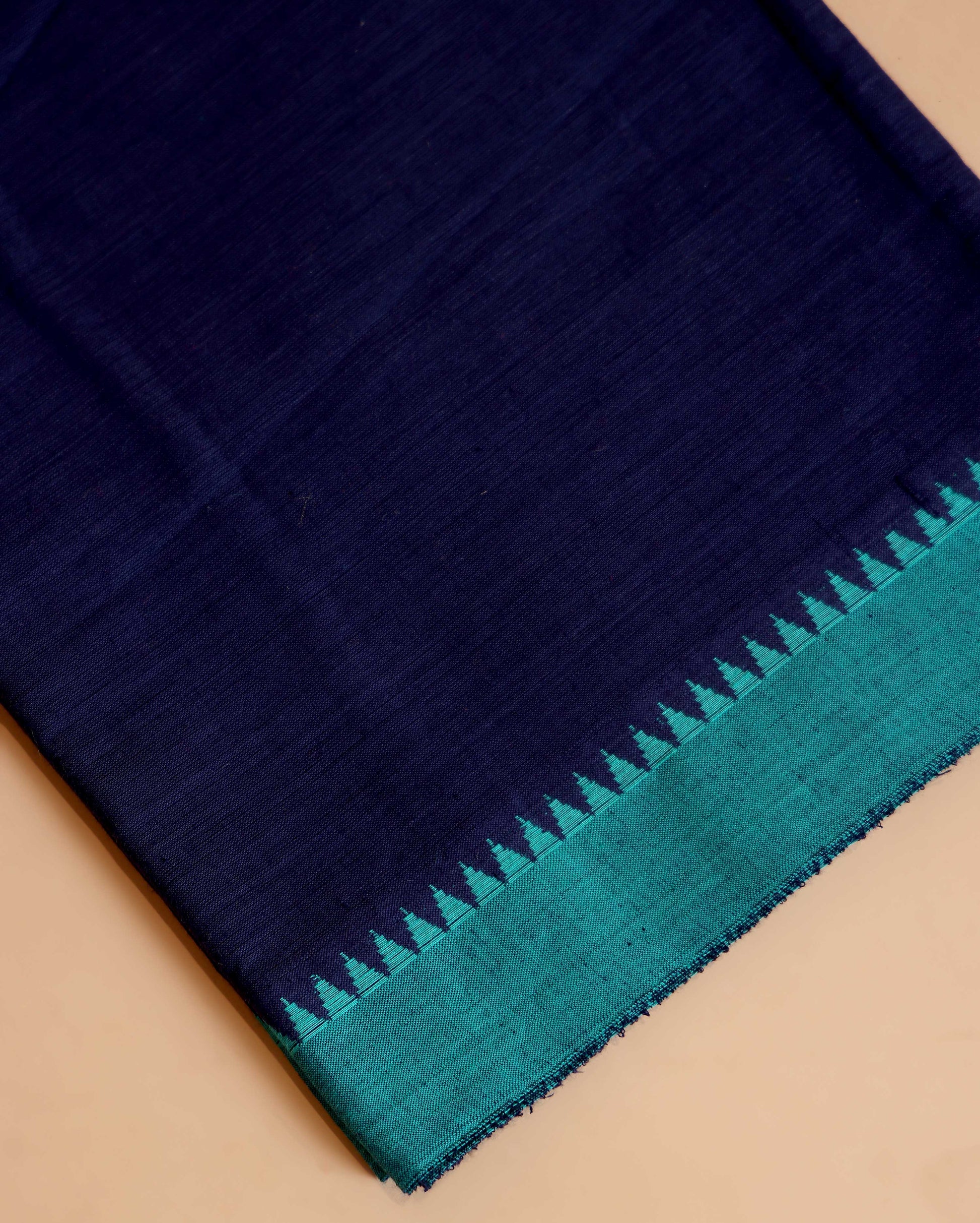 Women's Unstitched Cotton Salwar Suit Material with Woven Border and Contrast Dupatta - Navy Blue