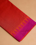 Women's Handloom Cotton Unstitched Salwar Suit Material with Geometric Woven Dupatta - Red