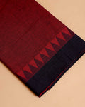 Women's Handloom Cotton Unstitched Salwar Suit Set with Contrast Bottom and Woven Pattern Dupatta - Maroon