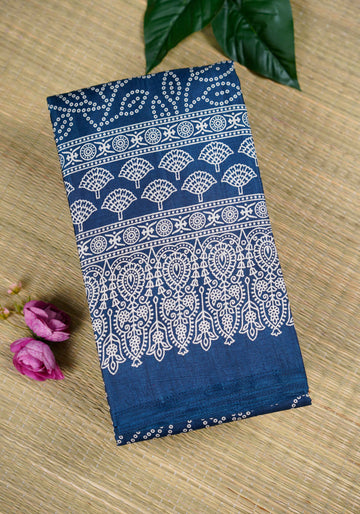 Dark Sea Blue Color Dola Saree - DO63