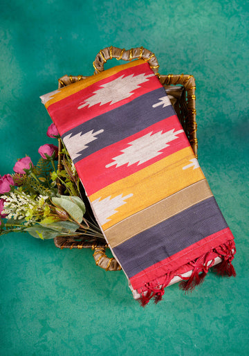 Striped Pattern Dola Silk Saree - Multi