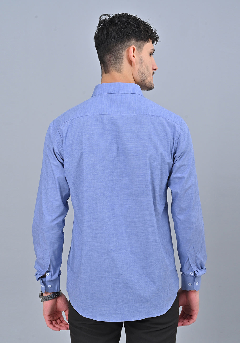 Steel Blue Colour Solid Formal Full Sleeve Shirt