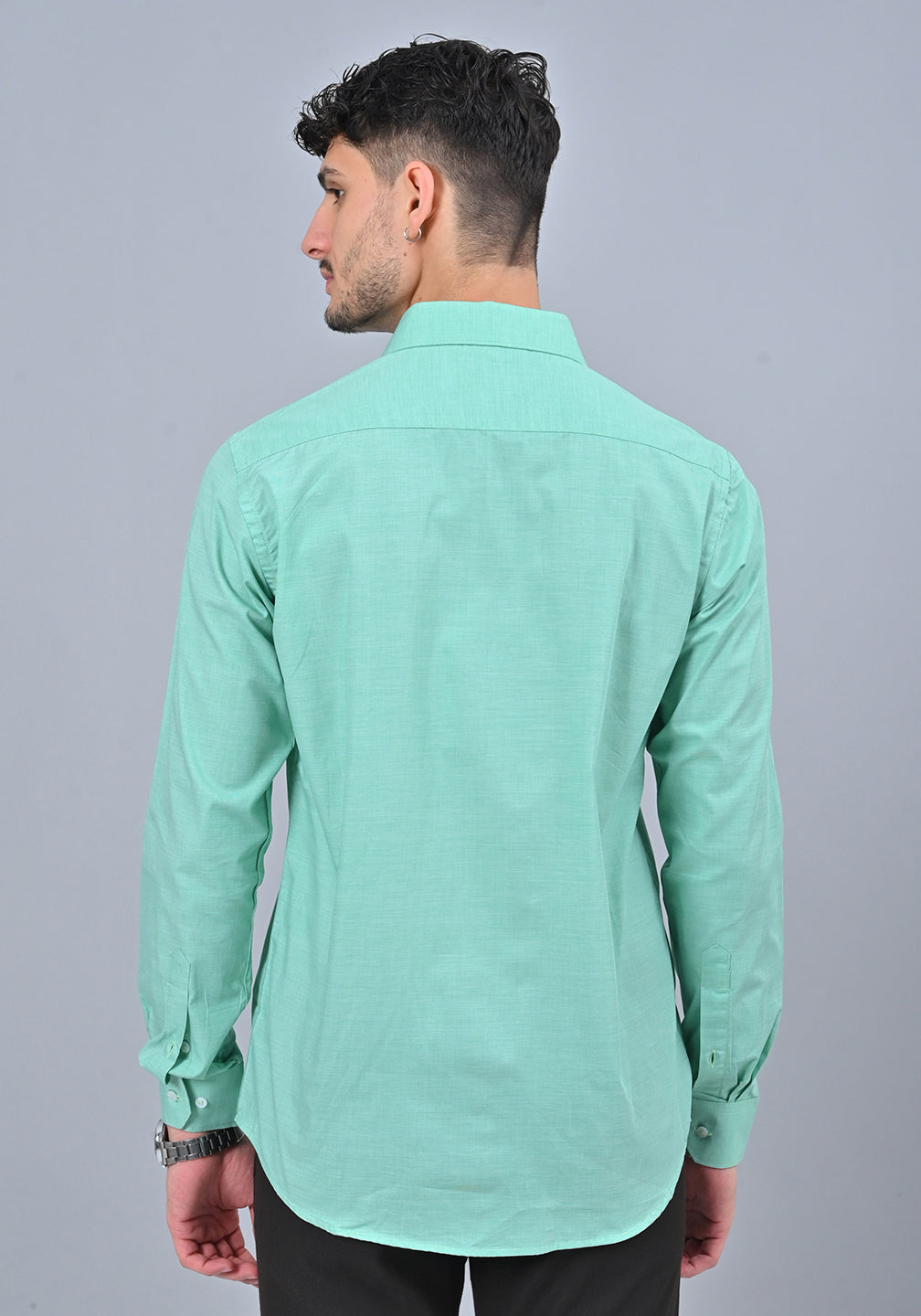 Pista Green Colour Solid Formal shirt