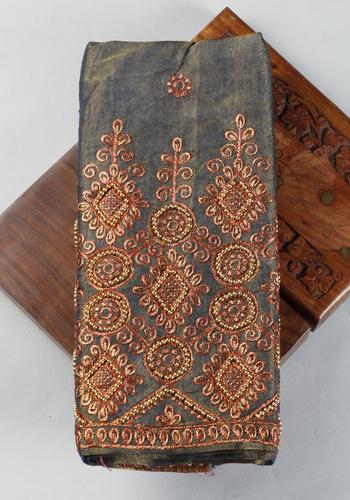 Embroidered Raw Silk Unstitched Blouse Material - Double Shade