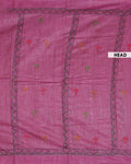Eleagnt Kantha Work Saree with Floral and Geometric Motifs - Dark Pink