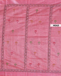 Eleagnt Kantha Work Saree with Floral and Geometric Motifs - Pink