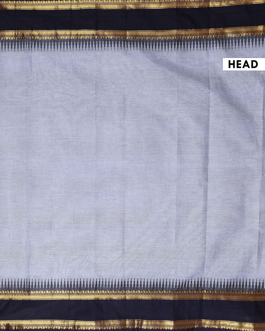 Elegant Classic Kanchi Cotton Saree with Traditional Temple Border - Grey