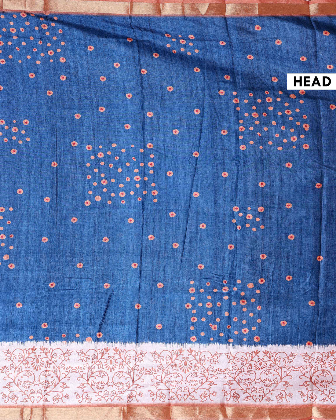 Elegant Dola Saree with Woven Polka Dot Motifs and Detailed Floral - Blue