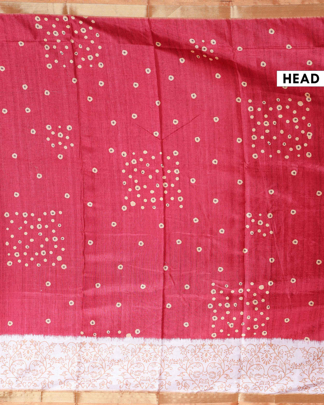Elegant Dola Saree with Woven Polka Dot Motifs and Detailed Floral - Red