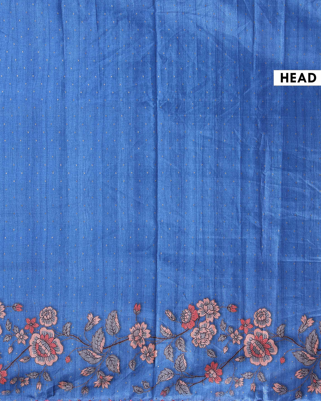 Elegant Floral Embroidered Semi Tussar Saree with All-Over Motifs - Blue