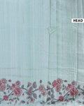 Elegant Floral Embroidered Semi Tussar Saree with All-Over Motifs -  Light Blue