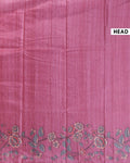 Elegant Floral Embroidered Semi Tussar Saree with All-Over Motifs - Pink