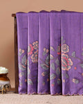 Elegant Floral Embroidered Semi Tussar Saree with All-Over Motifs - Purple