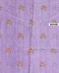 Elegant Hand-Painted Semi Tussar Silk Saree with Elephant and Floral Motifs - Lavender