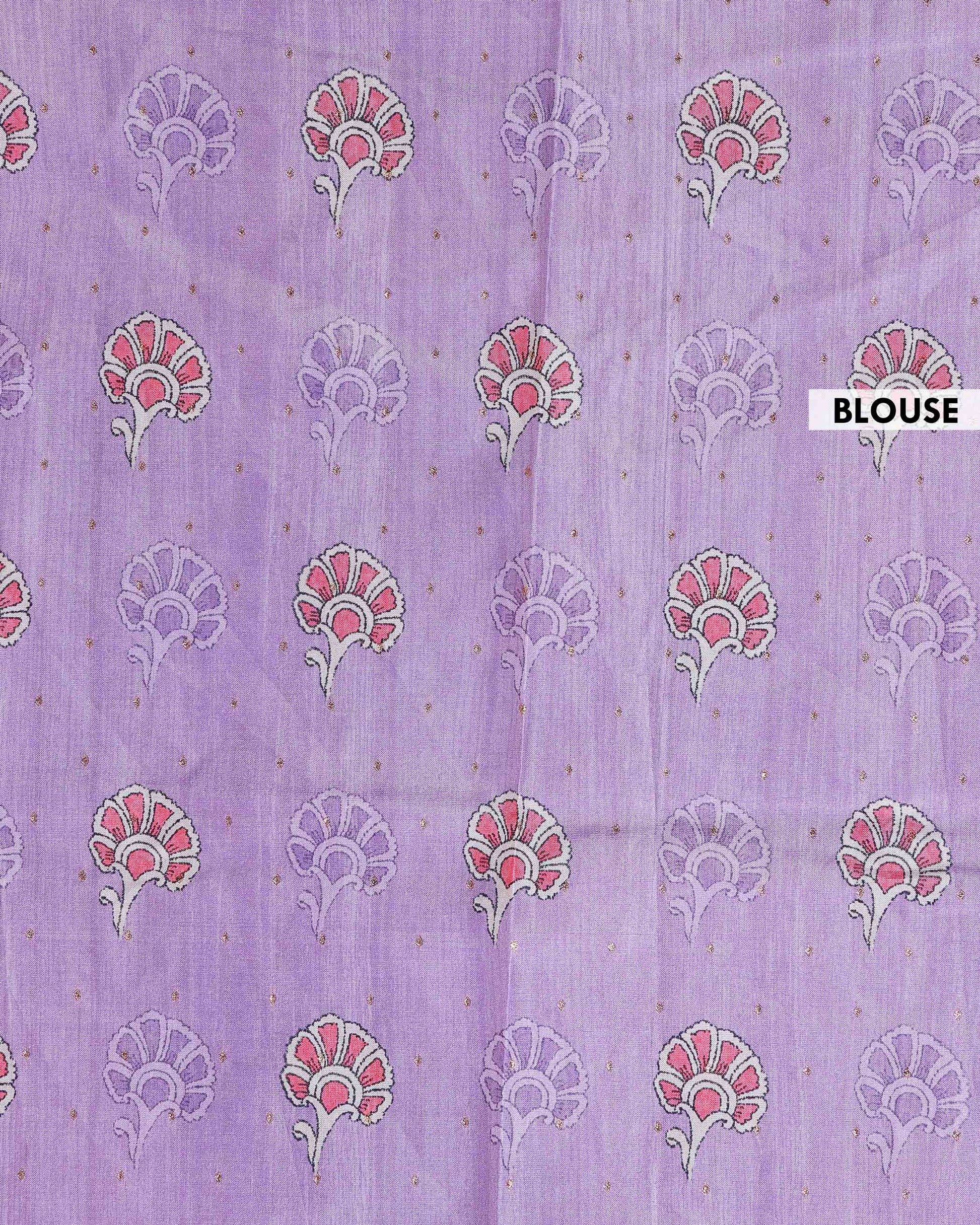 Elegant Hand-Painted Semi Tussar Silk Saree with Elephant and Floral Motifs - Lavender