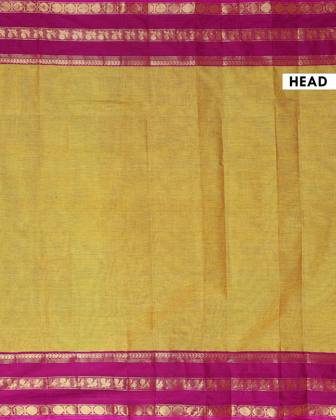 Elegant Handloom Kanchi Cotton Saree with Traditional Zari Border - Olive Green