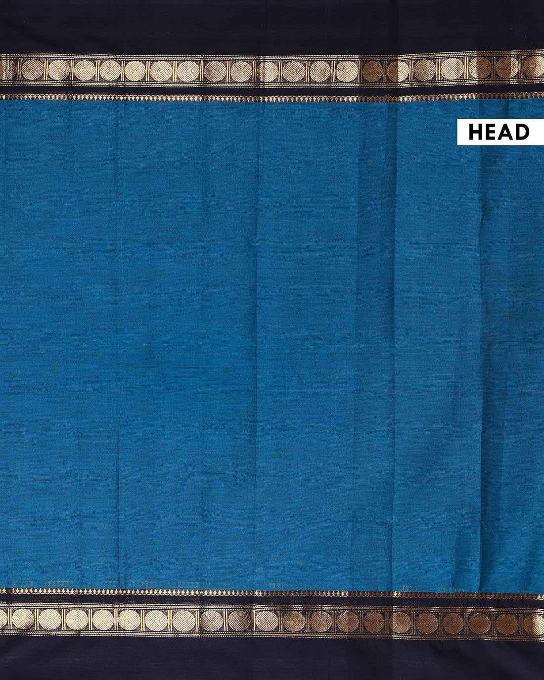 Elegant Handloom Kanchi Cotton Saree with Traditional Zari Border - Teal