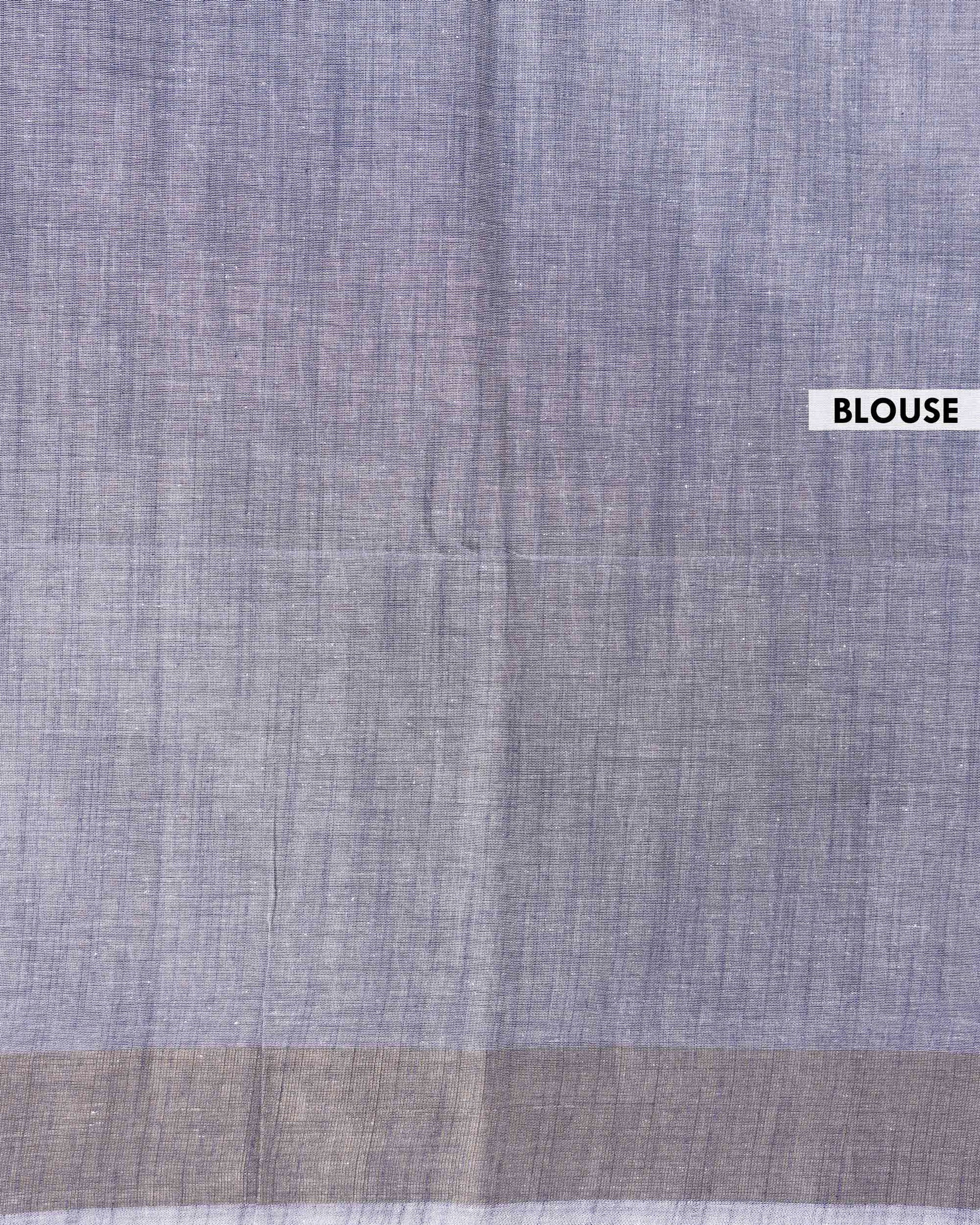 Elegant Handloom Kovai Cotton Saree with Woven Stripes and Zari Border - Grey