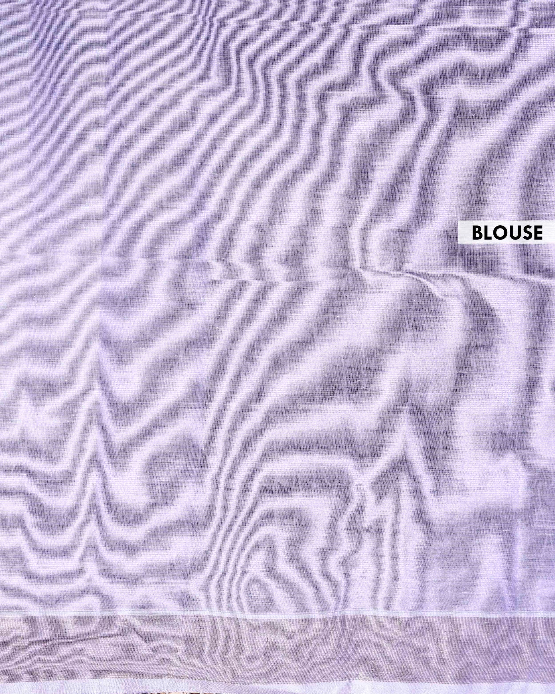 Elegant Handloom Kovai Cotton Saree with Woven Stripes and Zari Border - Lavender