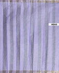 Elegant Handloom Kovai Cotton Saree with Woven Stripes and Zari Border - Lavender
