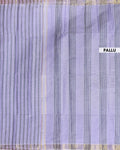 Elegant Handloom Kovai Cotton Saree with Woven Stripes and Zari Border - Lavender