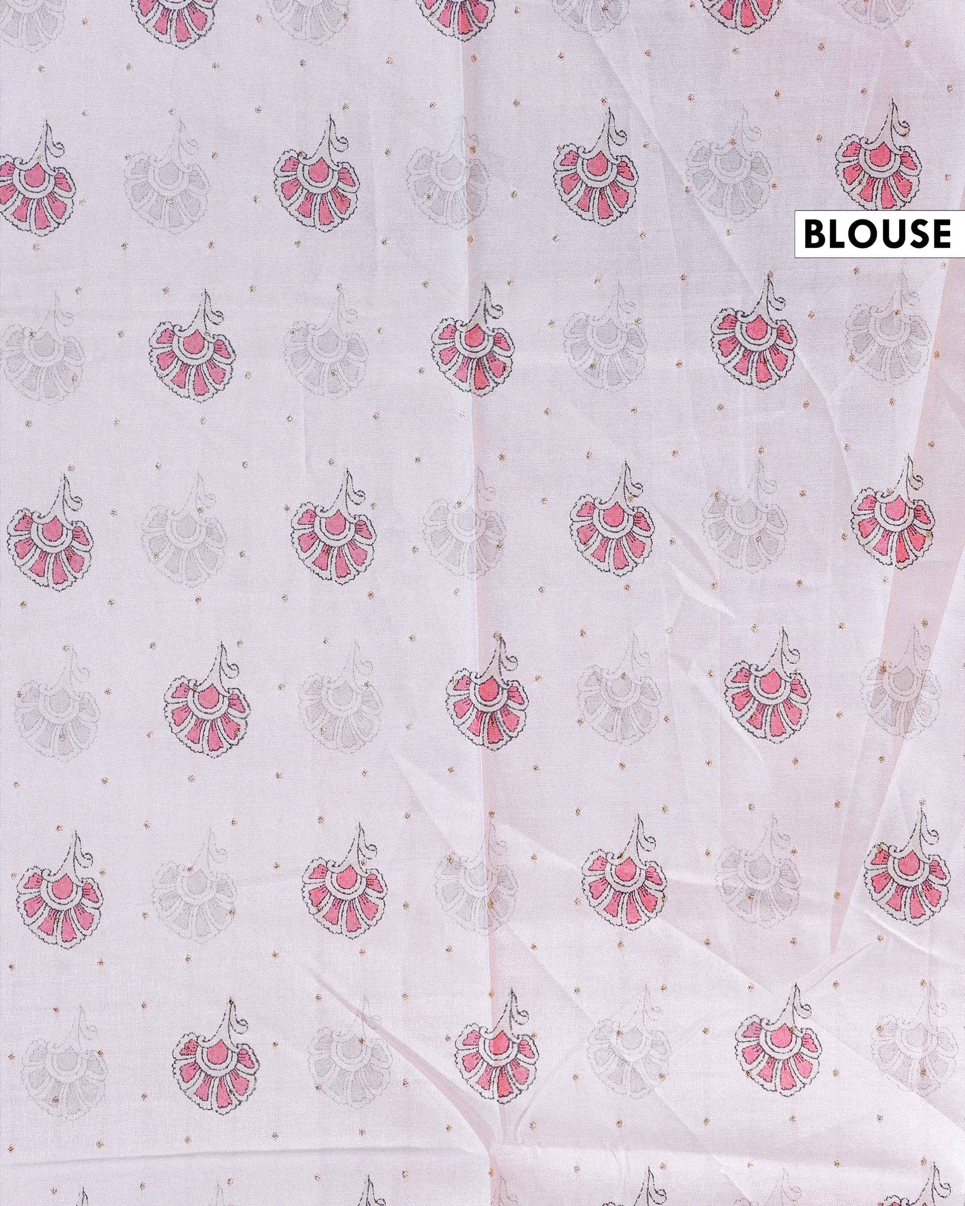 Elegant Handloom Tussar Silk Saree with a Traditional Elephant and Flower Border - Off White