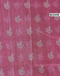 Elegant Handloom Tussar Silk Saree with a Traditional Elephant and Flower Border - Onion Pink