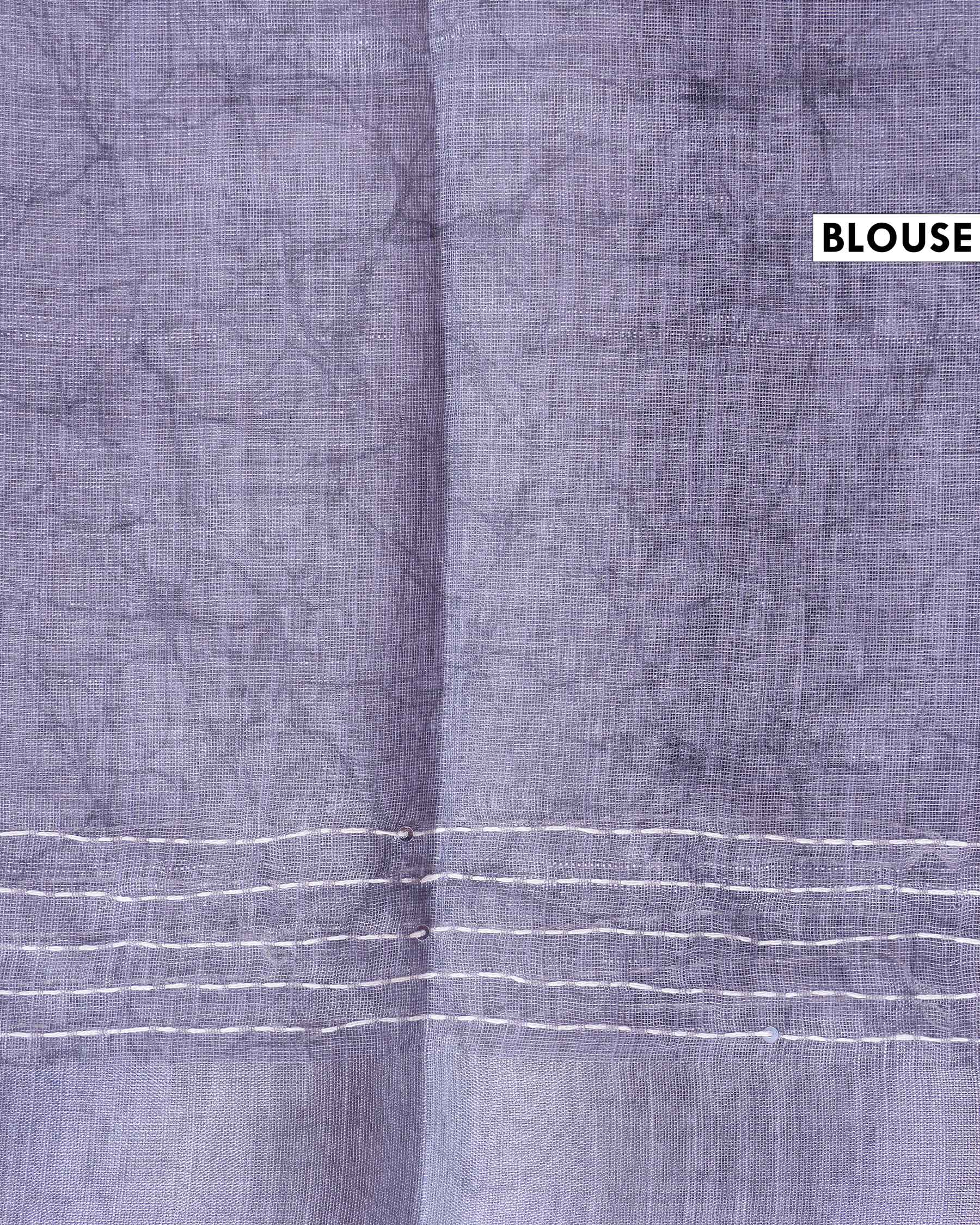 Elegant Kantha Work Saree with Floral Print and Contrasting Border - Peach