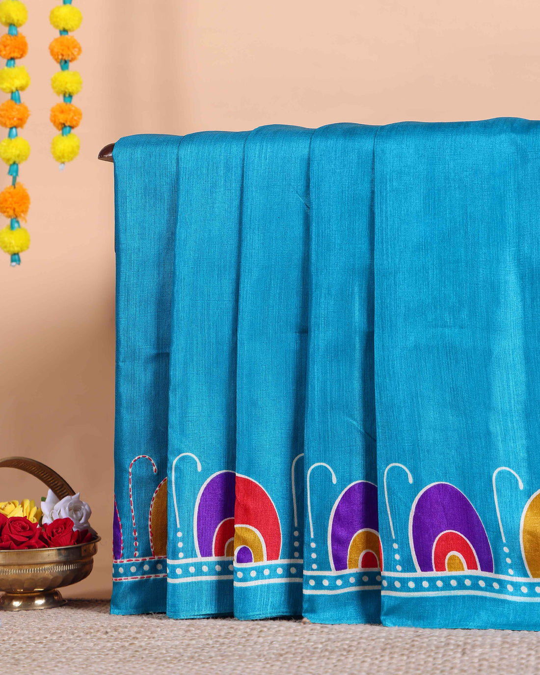 Elegant Kantha Work Saree with Intricate Handcrafted Border and Traditional Motif Detailing - Blue