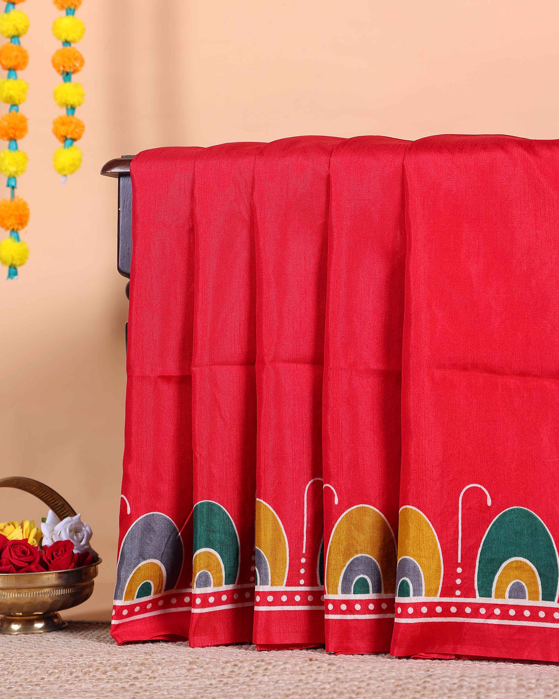Elegant Kantha Work Saree with Intricate Handcrafted Border and Traditional Motif Detailing - Red
