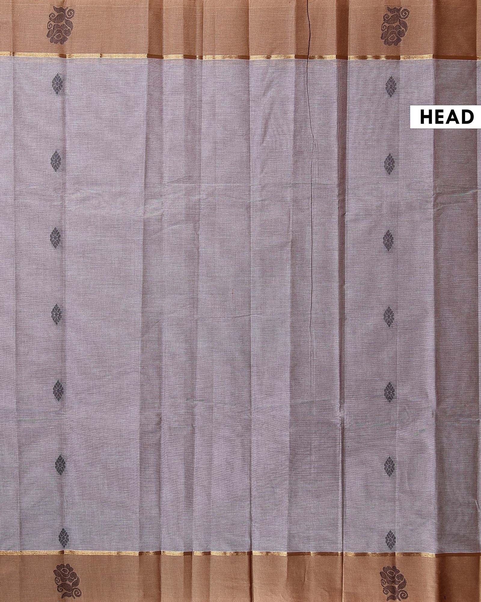 Elegant Kovai Cotton Saree with Fine Textured Weave and Floral Motif Border - Grey