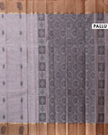 Elegant Kovai Cotton Saree with Fine Textured Weave and Floral Motif Border - Grey
