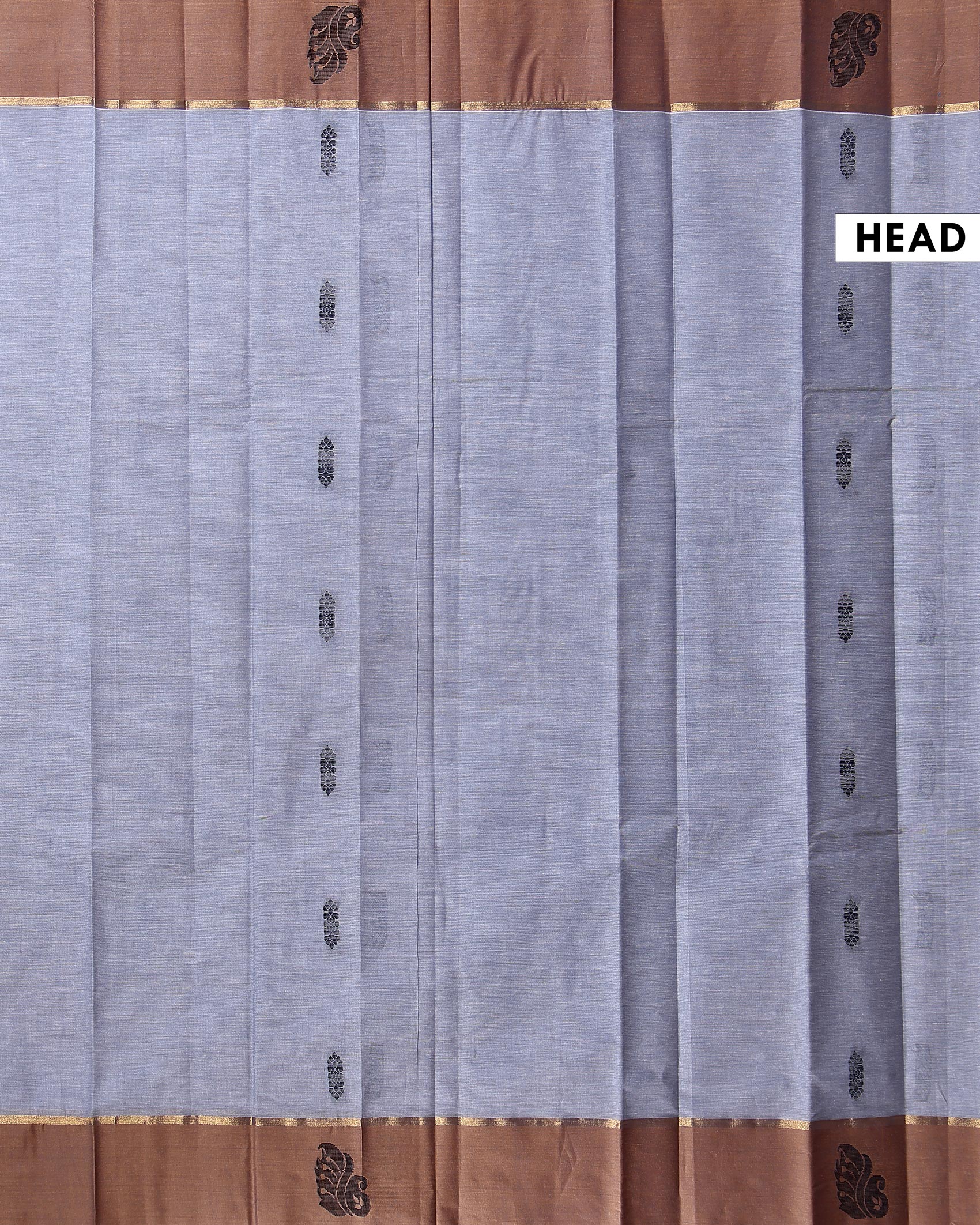 Elegant Kovai Cotton Saree with Fine Textured Weave and Floral Motif Border - Light Grey