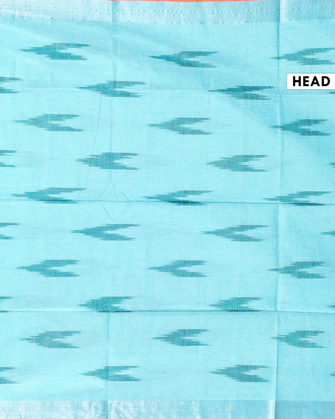 Elegant Linen Cotton Saree with Traditional Ikat-Inspired Design - Sky Blue