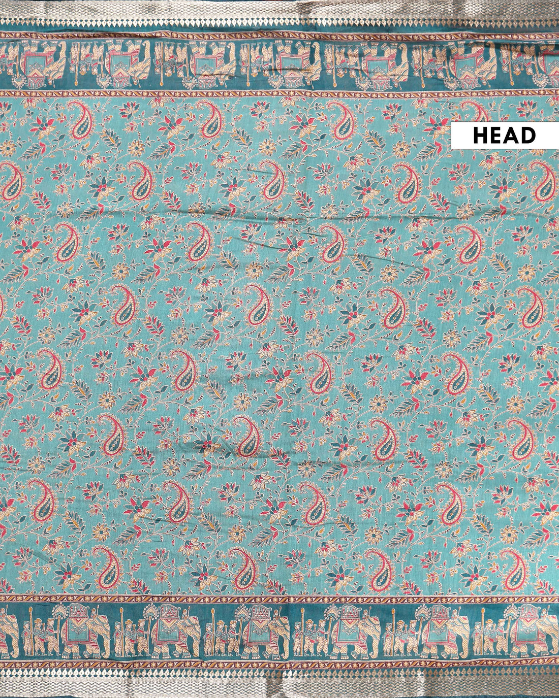 Elegant Semi Chanderi Saree Featuring Floral Butta Pattern and Elephant Motif Pallu - Green