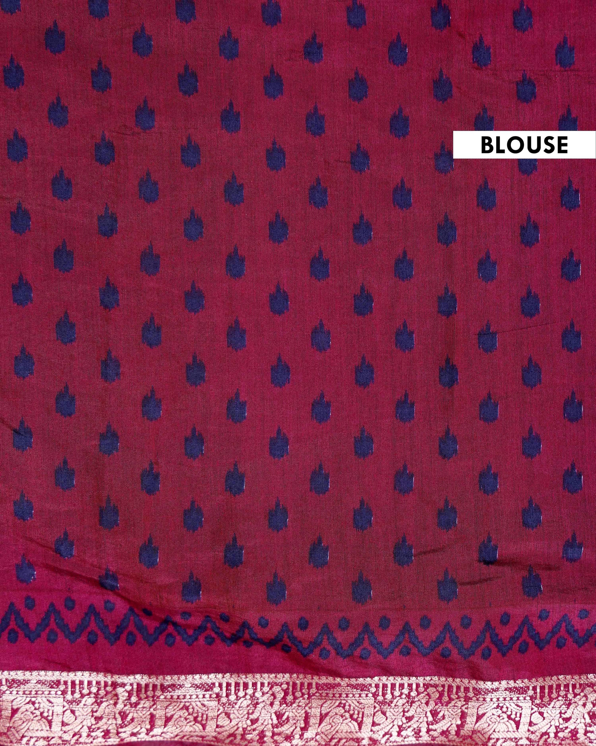 Elegant Semi Chanderi Saree Nature Inspired Motifs and Heritage Art Pallu - Navy Blue