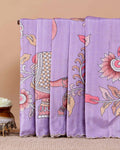 Elegant Semi Tussar Saree with Hand-Painted Elephant and Floral Motifs - Lavender