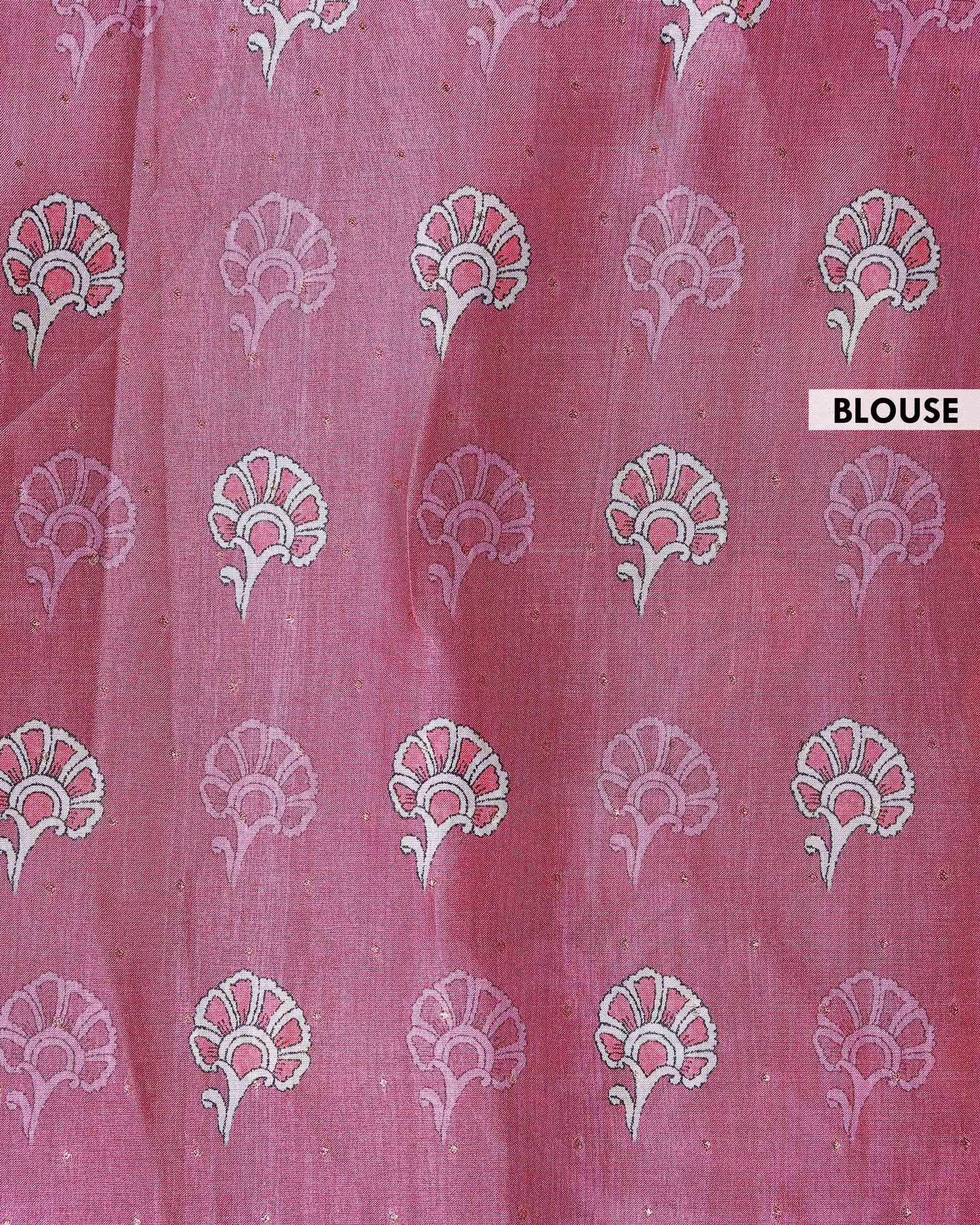 Elegant Semi Tussar Saree with Hand-Painted Elephant and Floral Motifs - Pink