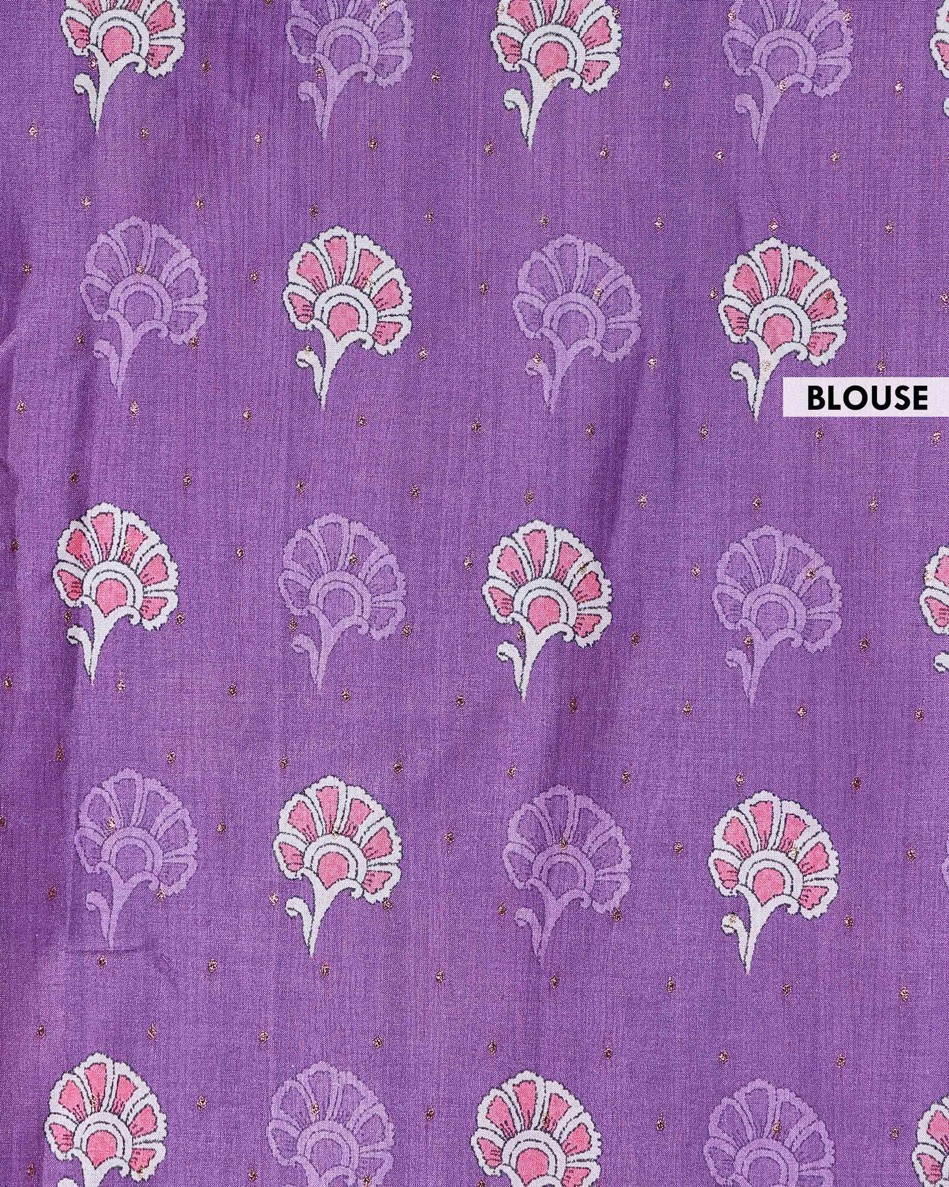 Elegant Semi Tussar Saree with Hand-Painted Elephant and Floral Motifs - Purple